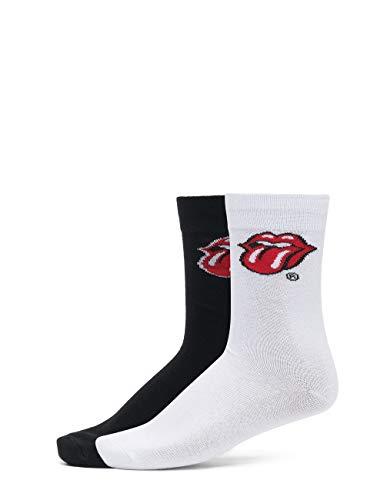 MERCHCODE Accessoires Rolling Stones Tongue Socks 2-Pack 43-46 black/white von MERCHCODE