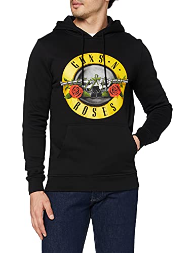 MERCHCODE Men's Guns n' Roses Logo Hooded Sweatshirt, Black, L von MERCHCODE