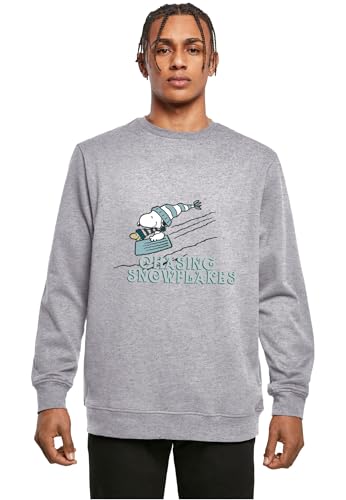 Merchcode Men's MP0004970-Peanuts Chasing Snowflakes Basic Crewneck T-Shirt, Heather Grey, L von MERCHCODE