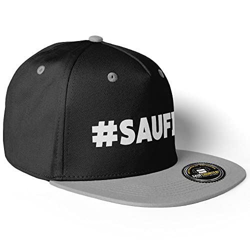 MERCHIFY Saufi Snapback Cap Malle Party #SAUFI Schlagerparty Hab ich Saufi gehört (10 Farbvarianten), Farbe: Schwarz/Grau von MERCHIFY