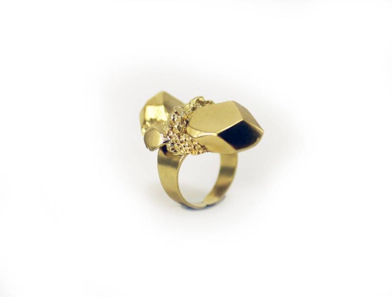 Große Gold Nugget Ring, Stein Große Statement-Ring, Facettierten Chunky Statement Schmuck von MERCeJewelry