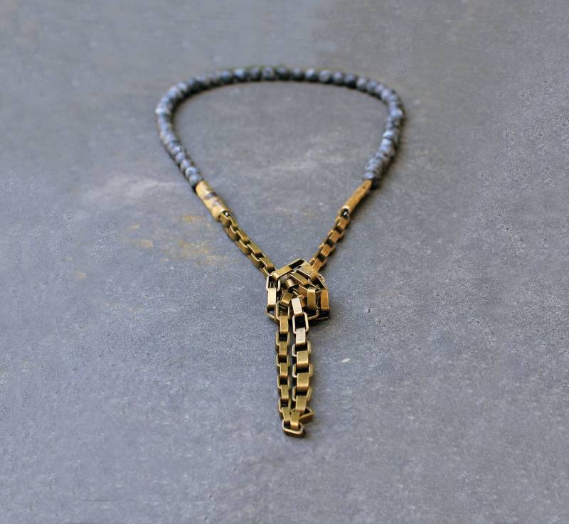 Kette, Lange Halskette, Bronze Boho Statement-Ketten, Handgemachte Merce von MERCeJewelry