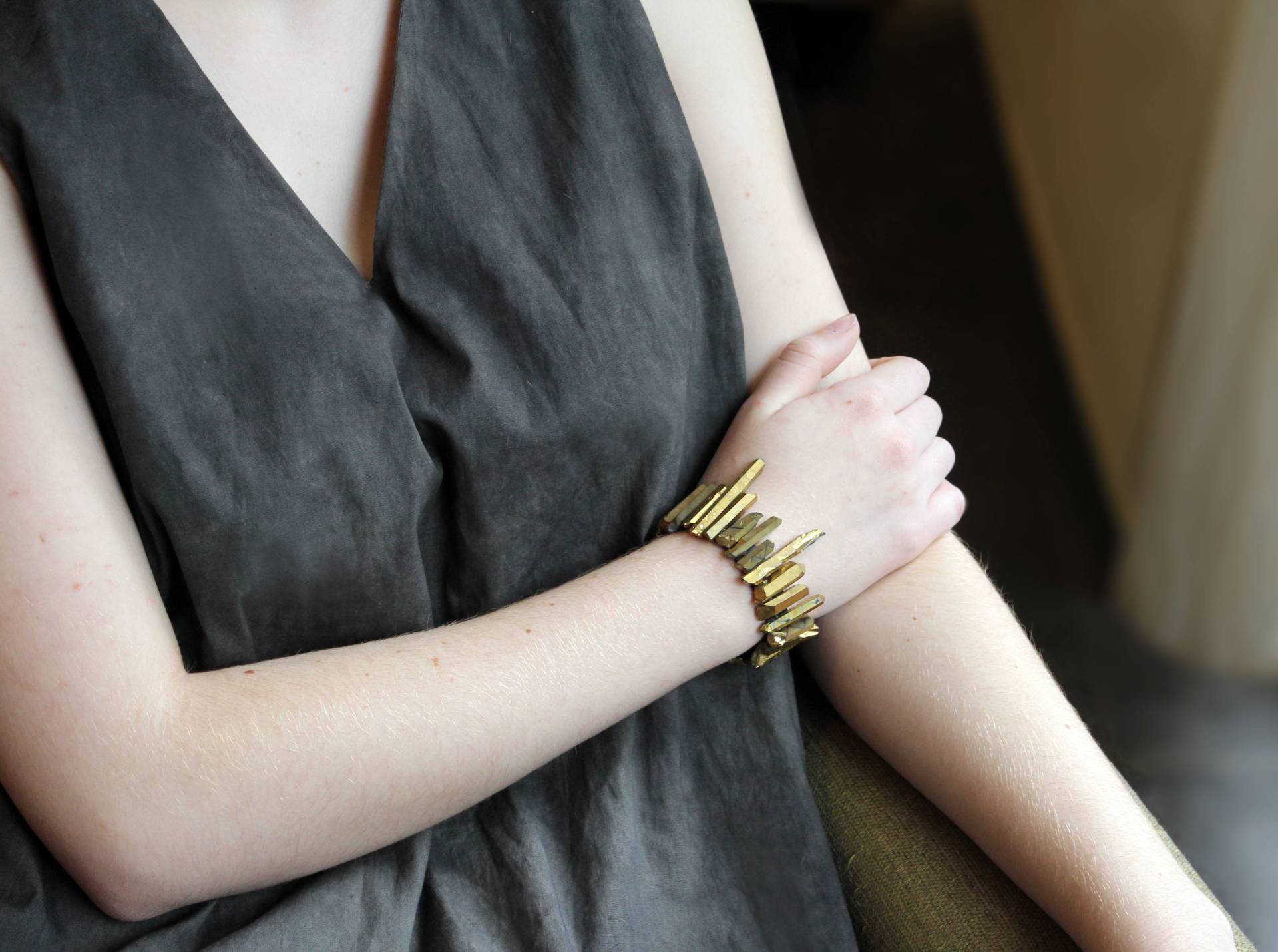 Spitzen Armband Kristall Quarz Armband, Goldene Partei Statement Extravagantes Schmucksachegeschenk von MERCeJewelry