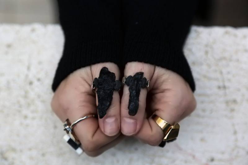 Turmalin Und Silber Ring, Sterling Statement Stein Schwarzes Statement, Schwarzer Großer Ring Stein von MERCeJewelry