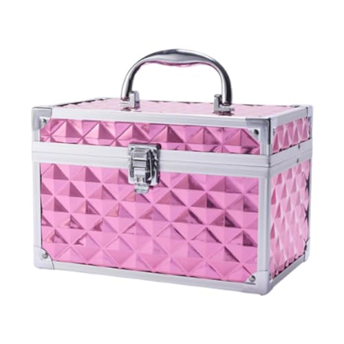 MERIGLARE Make Schönheit Kosmetikbox Mehrzweck abschließbarer Koffer Make -up Box Nail Art Storage für ästhetische Versorgung Frauen, Pink A von MERIGLARE
