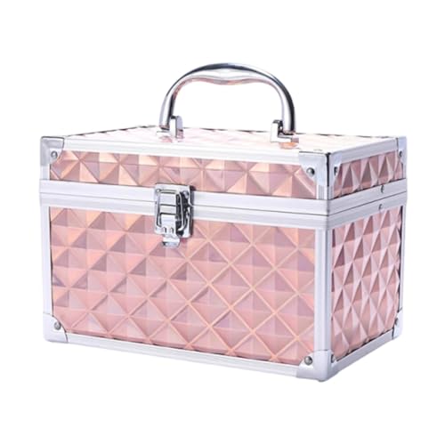 MERIGLARE Make Schönheit Kosmetikbox Mehrzweck abschließbarer Koffer Make -up Box Nail Art Storage für ästhetische Versorgung Frauen, Pink B von MERIGLARE