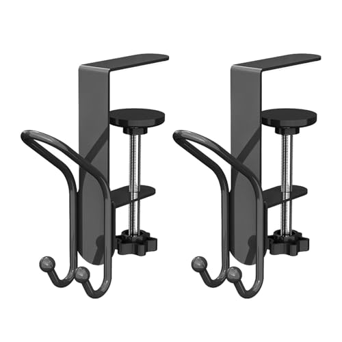 MERIGLARE Taschenhalter Aus Eisen Verstellbarer Handtaschenaufhänger Faltbarer Tischhaken Portabler Taschenhaken Und Schreibtischhaken Klemmbar bis 5cm für Res, Grau, 2er-Pack von MERIGLARE