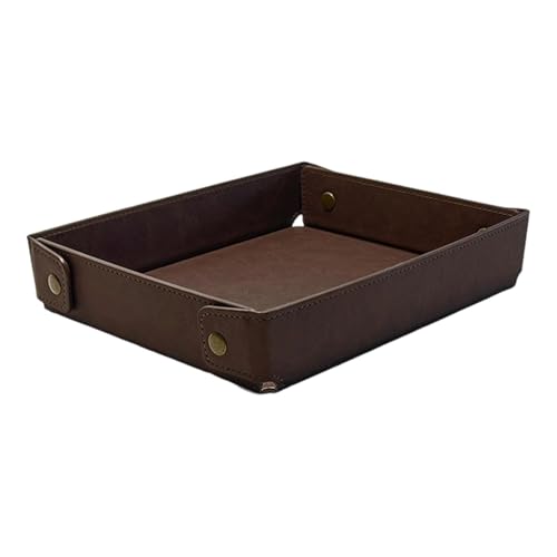 MERIGLARE Valet Tray Nachttisch-Organizer Faltbare Schlüsselaufbewahrungsplatte aus Sammeltablett für Haarschmuck Nagellack Schlafzimmer Schreibtisch, Braun von MERIGLARE