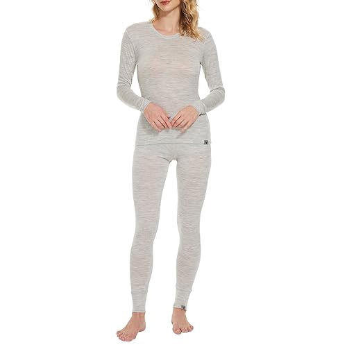 MERINNOVATION 100% Merino Unterwäsche Damen Set Leicht, Mittelgewicht, Thermounterwäsche Merinowolle, Langarm Shirt und Unterhosen Damen von MERINNOVATION