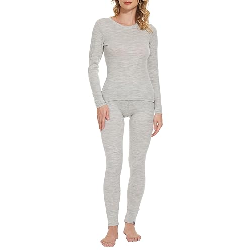 MERINNOVATION 100% Merino Unterwäsche Damen Set Leicht, Mittelgewicht, Thermounterwäsche Merinowolle, Langarm Shirt und Unterhosen Damen von MERINNOVATION