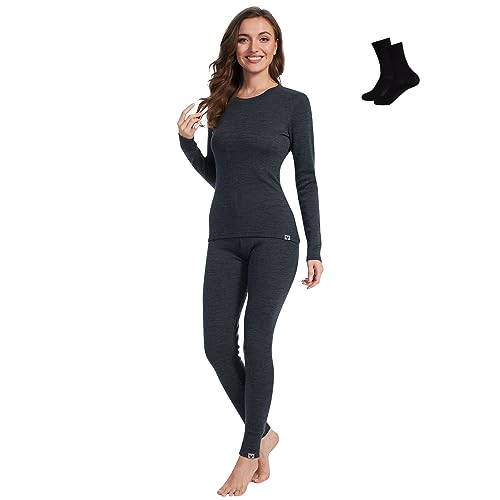 MERINNOVATION 100% Merino Unterwäsche Damen Set Leicht, Mittelgewicht, Thermounterwäsche Merinowolle, Langarm Shirt von MERINNOVATION