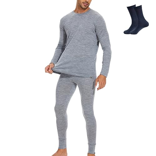 MERINNOVATION 100% Merino Unterwäsche Harren Set Leicht, Mittelgewicht, Thermounterwäsche Merinowolle, Langarm Shirt von MERINNOVATION