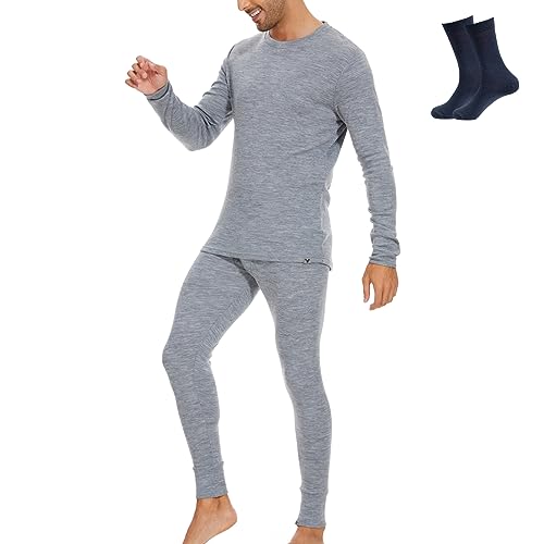 MERINNOVATION 100% Merino Unterwäsche Harren Set Leicht, Mittelgewicht, Thermounterwäsche Merinowolle, Langarm Shirt von MERINNOVATION