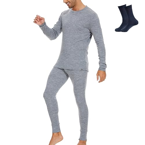 MERINNOVATION 100% Merino Unterwäsche Herren Set Leicht, Mittelgewicht, Thermounterwäsche Merinowolle, Langarm Shirt und Hose von MERINNOVATION