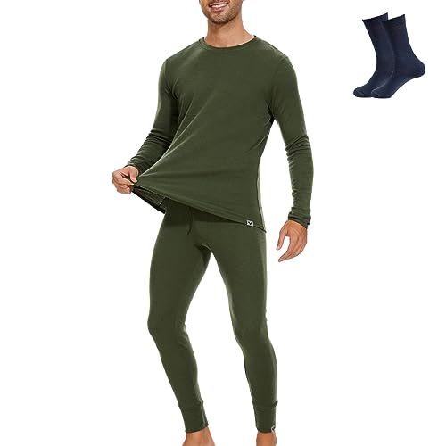 MERINNOVATION 100% Merino Unterwäsche Herren Set Leicht, Mittelgewicht, Thermounterwäsche Merinowolle, Langarm Shirt und Hose von MERINNOVATION
