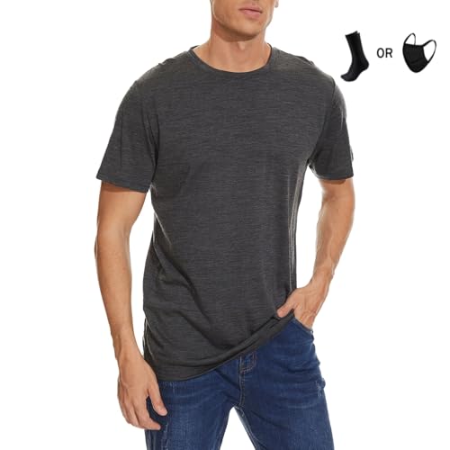 MERINNOVATION Merino T Shirt Herren Everyday Kurzärmeliges T-Shirt Funktionsshirt,Merino Unterwäsche Herren + Merinowolle Socks von MERINNOVATION