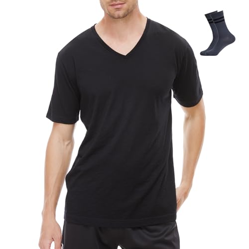 MERINNOVATION Merino T Shirt Herren Everyday Kurzärmeliges T-Shirt Funktionsshirt Atmungsaktiv und Geruchsneutral Merinowolle Base Layer + Merinowolle Socks von MERINNOVATION
