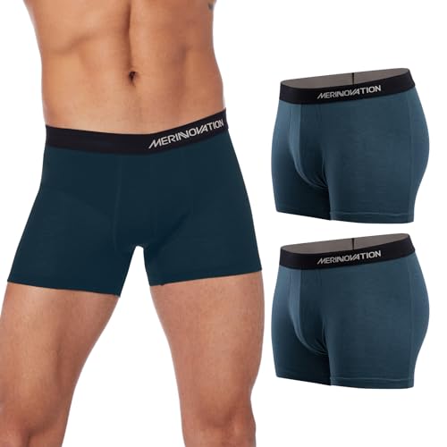 MERINNOVATION Merino Unterwäsche Herren 2er Pack 100% Merino Boxershorts Herren Ski Sport Unterhosen Atmungsaktive Merinowolle NavyXL von MERINNOVATION