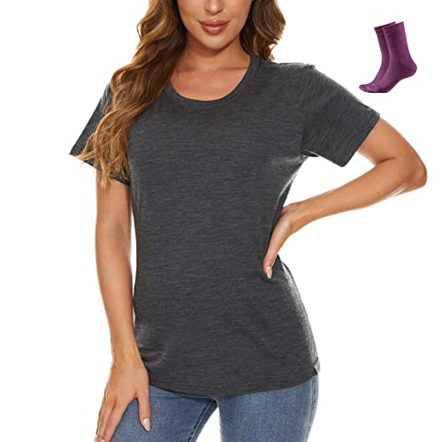 MERINNOVATION Merinowolle T-Shirt Damen Wandern und Outdoor Atmungsaktiv und Geruchsneutral Merino Unterwäsche Base Layer + Merinowolle Socks MERINNOVATION Merinowolle T-Shirt Damen Wandern und Outdoor Atmungsaktiv und Geruchsneutral Merino Unterwäsche Base Layer + Merinowolle Socks von MERINNOVATION
