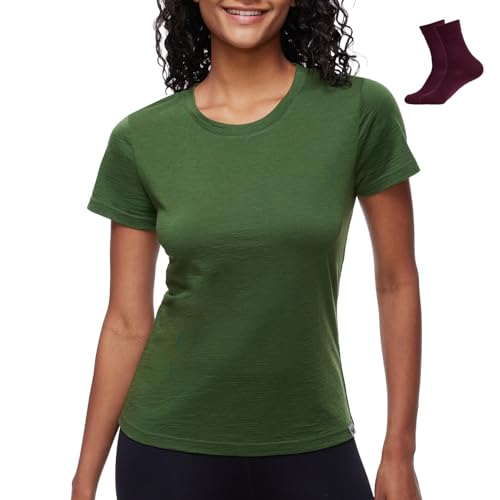 MERINNOVATION Merinowolle T-Shirt Damen Wandern und Outdoor Atmungsaktiv und Geruchsneutral Merino Unterwäsche Base Layer + Merinowolle Socks MERINNOVATION Merinowolle T-Shirt Damen Wandern und Outdoor Atmungsaktiv und Geruchsneutral Merino Unterwäsche Base Layer + Merinowolle Socks von MERINNOVATION