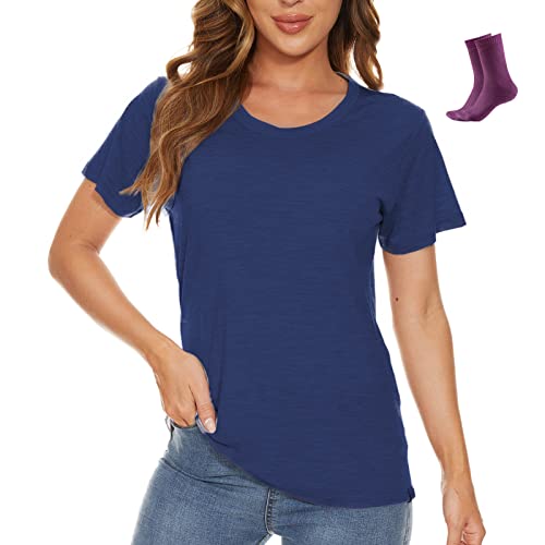 MERINNOVATION Merinowolle T-Shirt Damen Wandern und Outdoor Atmungsaktiv und Geruchsneutral Merino Unterwäsche Base Layer + Merinowolle Socks von MERINNOVATION