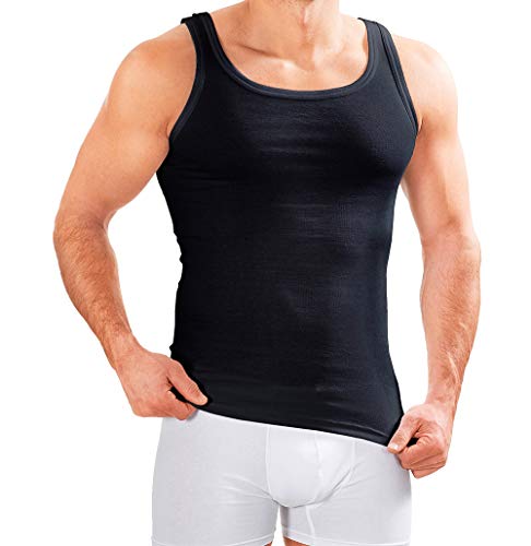 MERISH 5er Pack Herren Unterhemd Weiss Feinripp Weiß Tank Top Baumwolle T-Shirt 400 (L, 400 5er Pack Schwarz) von MERISH