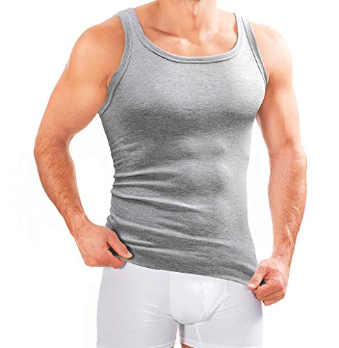 MERISH 5er Pack Herren Unterhemd Weiss Feinripp Weiß Tank Top Baumwolle T-Shirt 400 (XL, 400 5er Pack Grau) von MERISH