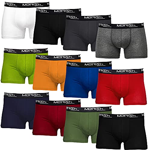 MERISH Boxershorts Herren 12er Pack S-5XL Unterwäsche Unterhosen Männer Men Retroshorts 213 + 218 (4XL, 213c 12er Set Mehrfarbig) von MERISH