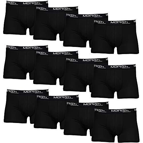 MERISH Boxershorts Herren 12er Pack S-5XL Unterwäsche Unterhosen Männer Men Retroshorts 213 + 218 (4XL, 218b 12er Set Schwarz) von MERISH