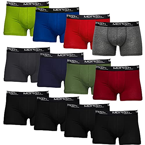 MERISH Boxershorts Herren 12er Pack S-5XL Unterwäsche Unterhosen Männer Men Retroshorts 213 + 218 (S, 218c 12er Set Mehrfarbig) von MERISH