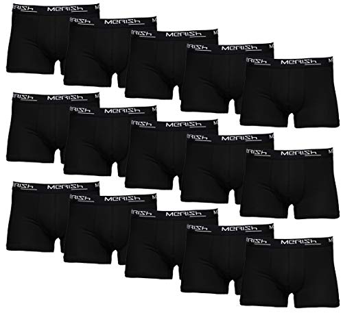 MERISH Boxershorts Herren 15er Pack S-5XL Unterwäsche Unterhosen Männer Men Retroshorts 415 (4XL, 415a 15er Set Schwarz) von MERISH