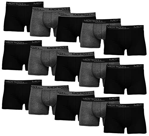 MERISH Boxershorts Herren 15er Pack S-5XL Unterwäsche Unterhosen Männer Men Retroshorts 415 (4XL, 415e 15er Set Anthrazit-Schwarz) von MERISH