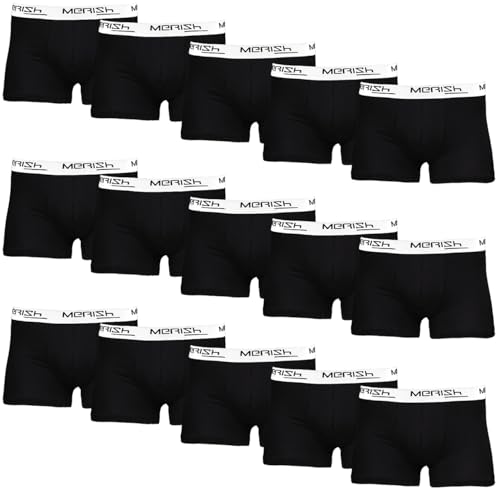 MERISH Boxershorts Herren 6-er /10-er /15-er Pack S-5XL Unterwäsche Unterhosen Männer Men Retroshorts New (M, 415f 15er Set Schwarz-Weiß) von MERISH