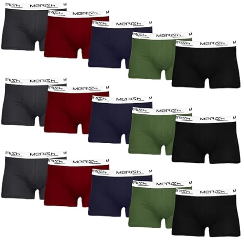 MERISH Boxershorts Herren 6-er /10-er /15-er Pack S-5XL Unterwäsche Unterhosen Männer Men Retroshorts New (S, 415c 15er Set Mehrfarbig) von MERISH