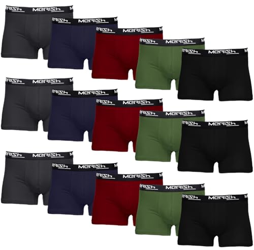 MERISH Boxershorts Herren 6-er /10-er /15-er Pack S-5XL Unterwäsche Unterhosen Männer Men Retroshorts New (S, 415d 15er Set Mehrfarbig) von MERISH