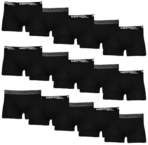 MERISH Boxershorts Herren 8er/12er Pack S-5XL Unterwäsche Unterhosen Männer Men Retroshorts New (3XL, 415g 15er Set Schwarz) von MERISH