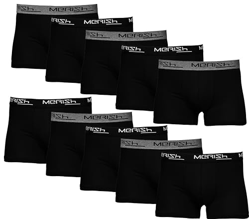 MERISH Boxershorts Herren 6er/10er/15er Pack S-5XL Unterwäsche Unterhosen Männer Men Retroshorts New (4XL, 410i 10er Set Schwarz) von MERISH