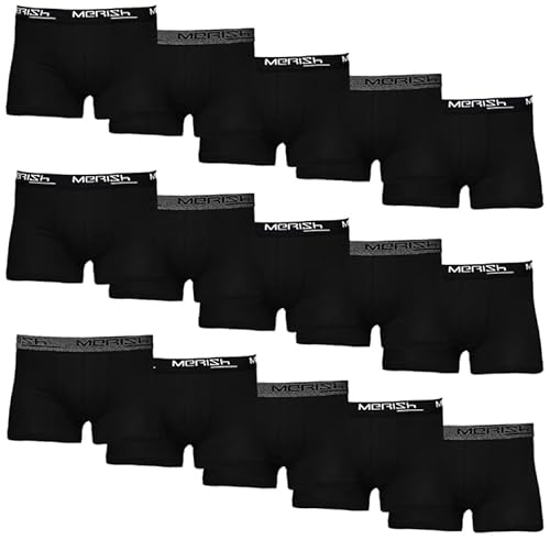 MERISH Boxershorts Herren 8er/12er Pack S-5XL Unterwäsche Unterhosen Männer Men Retroshorts New (4XL, 415g 15er Set Schwarz) von MERISH