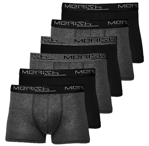 MERISH Boxershorts Herren 8er/12er Pack S-5XL Unterwäsche Unterhosen Männer Men Retroshorts New (5XL, 206e 6er Set Anthrazit-Schwarz) von MERISH