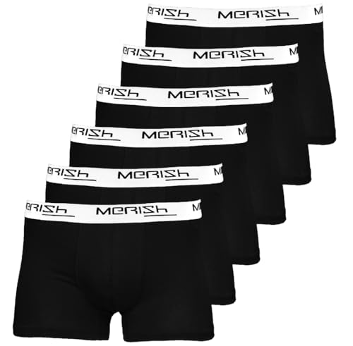 MERISH Boxershorts Herren 8er/12er Pack S-5XL Unterwäsche Unterhosen Männer Men Retroshorts New (L, 206c 6er Set Schwarz-Weiß) von MERISH