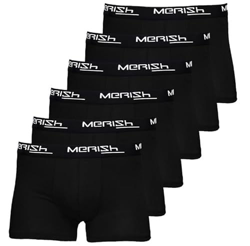 MERISH Boxershorts Herren 8er/12er Pack S-5XL Unterwäsche Unterhosen Männer Men Retroshorts New (M, 206h 6er Set Schwarz) von MERISH