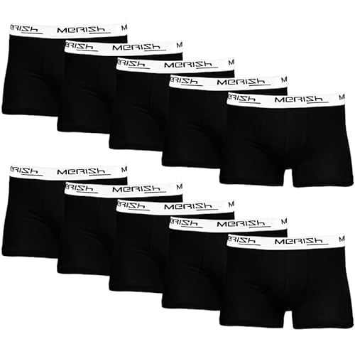 MERISH Boxershorts Herren 8er/12er Pack S-5XL Unterwäsche Unterhosen Männer Men Retroshorts New (S, 410h 10er Set Schwarz-Weiß) von MERISH