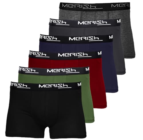 MERISH Boxershorts Herren 8er/12er Pack S-5XL Unterwäsche Unterhosen Männer Men Retroshorts New (XL, 206g 6er Set Mehrfarbig) von MERISH