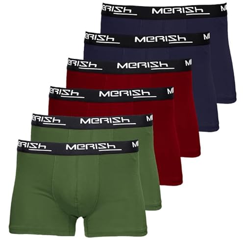 MERISH Boxershorts Herren 8er/12er Pack S-5XL Unterwäsche Unterhosen Männer Men Retroshorts New (XXL, 206b 6er Set Mehrfarbig) von MERISH