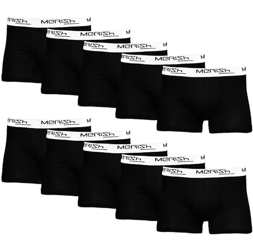 MERISH Boxershorts Herren 8er/12er Pack S-5XL Unterwäsche Unterhosen Männer Men Retroshorts New (XXL, 410h 10er Set Schwarz-Weiß) von MERISH