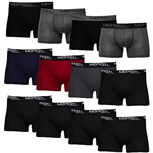 MERISH Boxershorts Men Herren 12er Pack Unterwäsche Unterhosen Männer Retroshorts 218 (S, 218a 12er Set Mehrfarbig) von MERISH