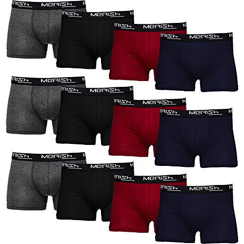 MERISH Boxershorts Men Herren 12er Pack Unterwäsche Unterhosen Männer Retroshorts 218 (XL, 218d 12er Set Mehrfarbig) von MERISH