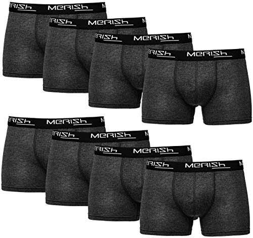 MERISH Boxershorts Men Herren 8er Pack Unterwäsche Unterhosen Männer (L, 216g 8er Set Anthrazit) von MERISH