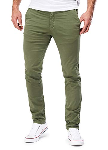 MERISH Chino Herren Slim fit Chinohose Stretch Designer Hose Neu 401 (29-32, 401-1 Oliv) von MERISH