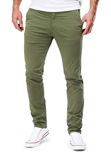 MERISH Chino Herren Slim fit Chinohose Stretch Designer Hose Neu 401 (33-32, 401-1 Oliv) von MERISH